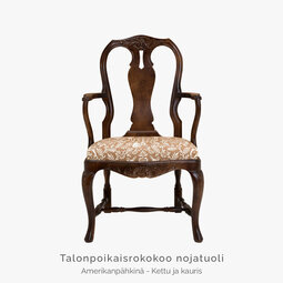 Erikoiserä ~ Talonpoikaisrokokoo nojatuoli Annalan Kettu ja kauris -verhoilukankaalla