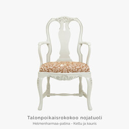 Erikoiserä ~ Talonpoikaisrokokoo nojatuoli Annalan Kettu ja kauris -verhoilukankaalla