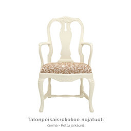 Erikoiserä ~ Talonpoikaisrokokoo nojatuoli Annalan Kettu ja kauris -verhoilukankaalla